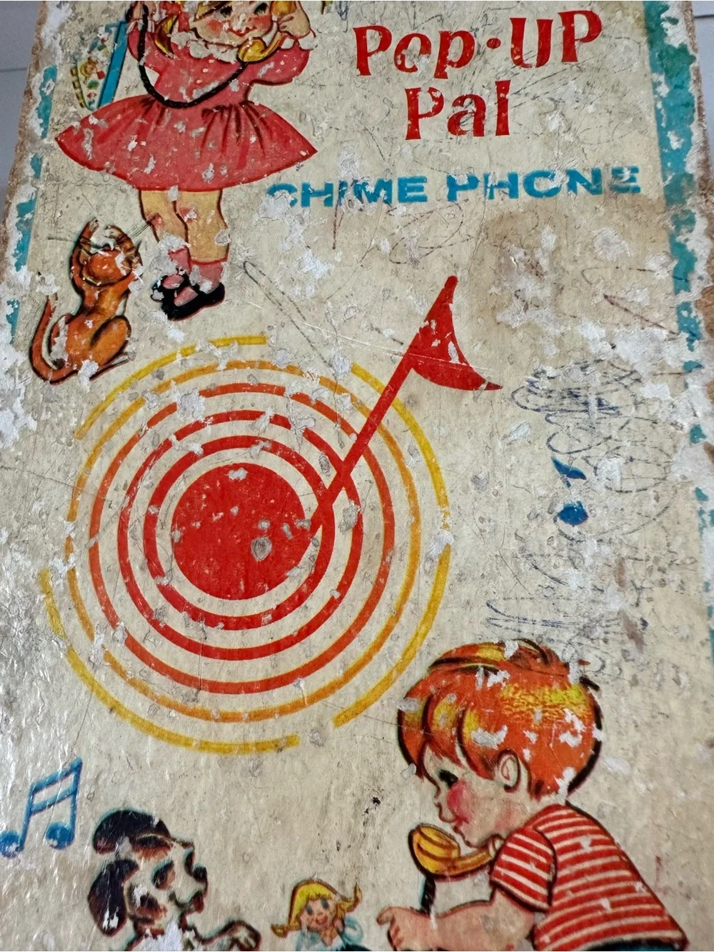 Fisher-Price Pop-Up-Pal Chime Phone 1968 Vintage #150 Toy chime carrying handle